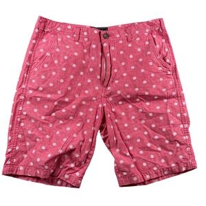 21 MEN Shorts Red White Nautical Ship Wheel Print Flat Front Casual Size 34